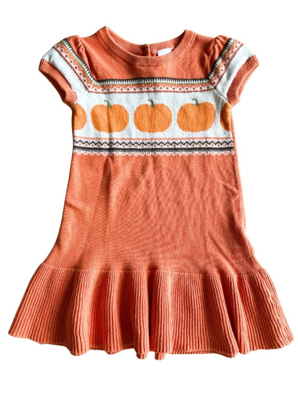 Gymboree 100% Cotton Girl's Pumpkin Fair Isle Orange Fall Dress - Size 5T
